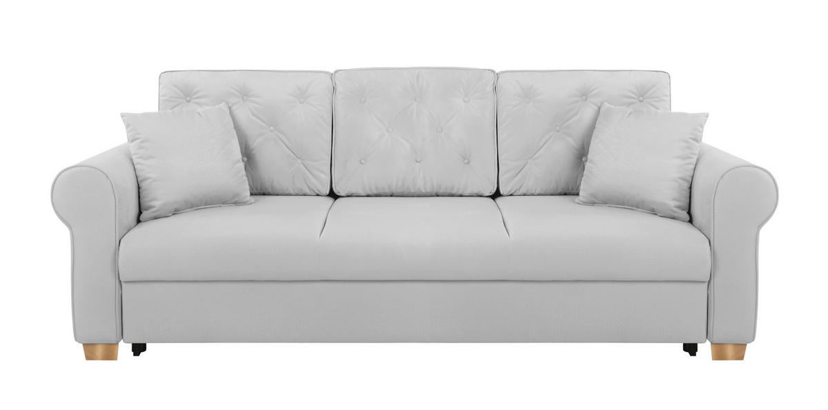 SCHLAFSOFA in Hellgrau  - Buchefarben/Hellgrau, Design, Holz/Textil (240/94/98cm) - MID.YOU