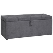 TRUHENBANK in Textil, Holzwerkstoff 130/53/45 cm - Schwarz/Grau, KONVENTIONELL, Holzwerkstoff/Textil (130/53/45cm) - Elegando