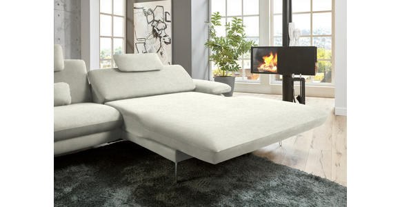 ECKSOFA in Velours Ecru 284/184 cm - Ecru/Schwarz, Design, Textil/Metall (284/184cm) - Dieter Knoll