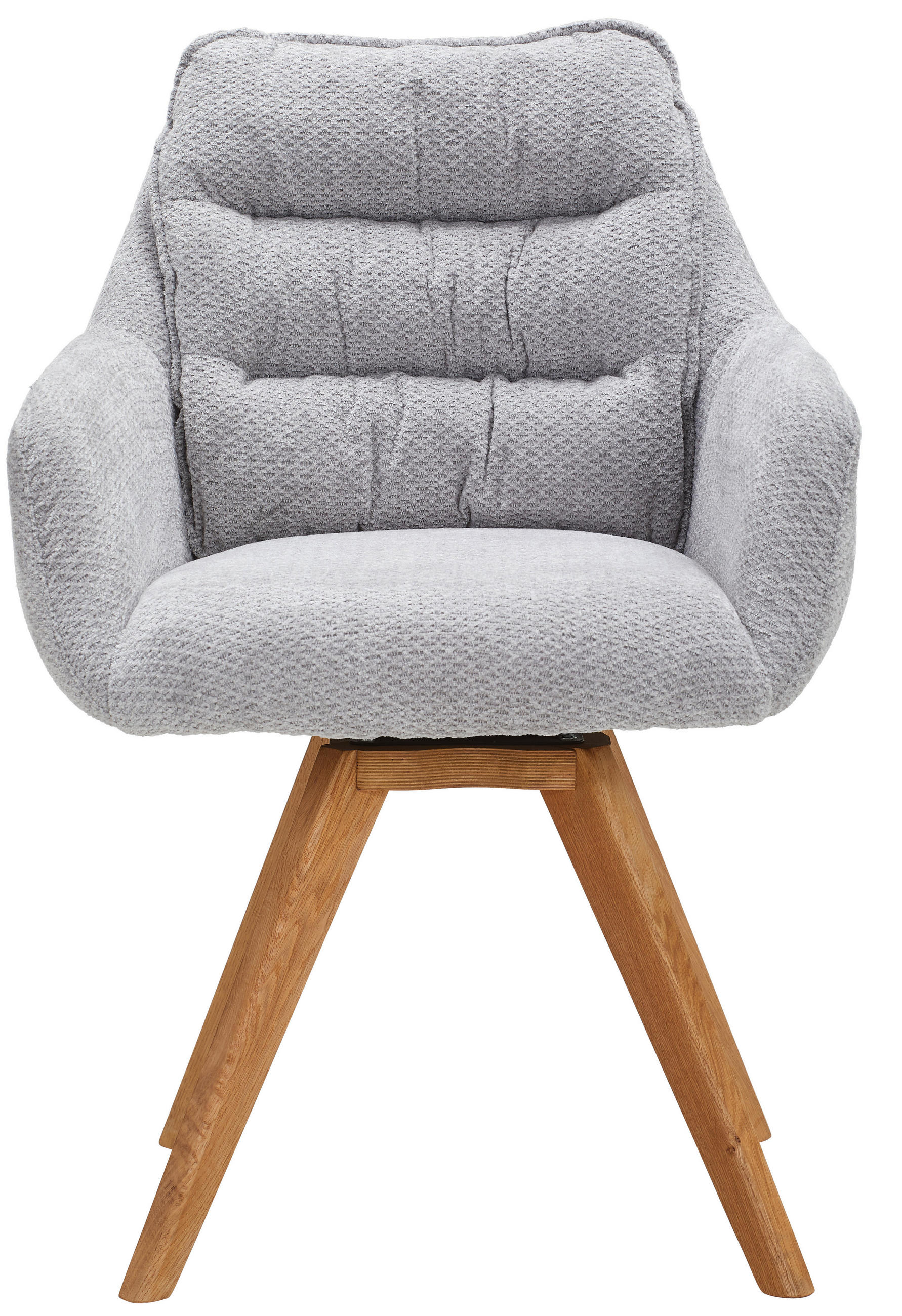 ARMLEHNSTUHL  in Chenille  - Eichefarben/Hellgrau, KONVENTIONELL, Holz/Textil (59/86/69,5cm) - Linea Natura