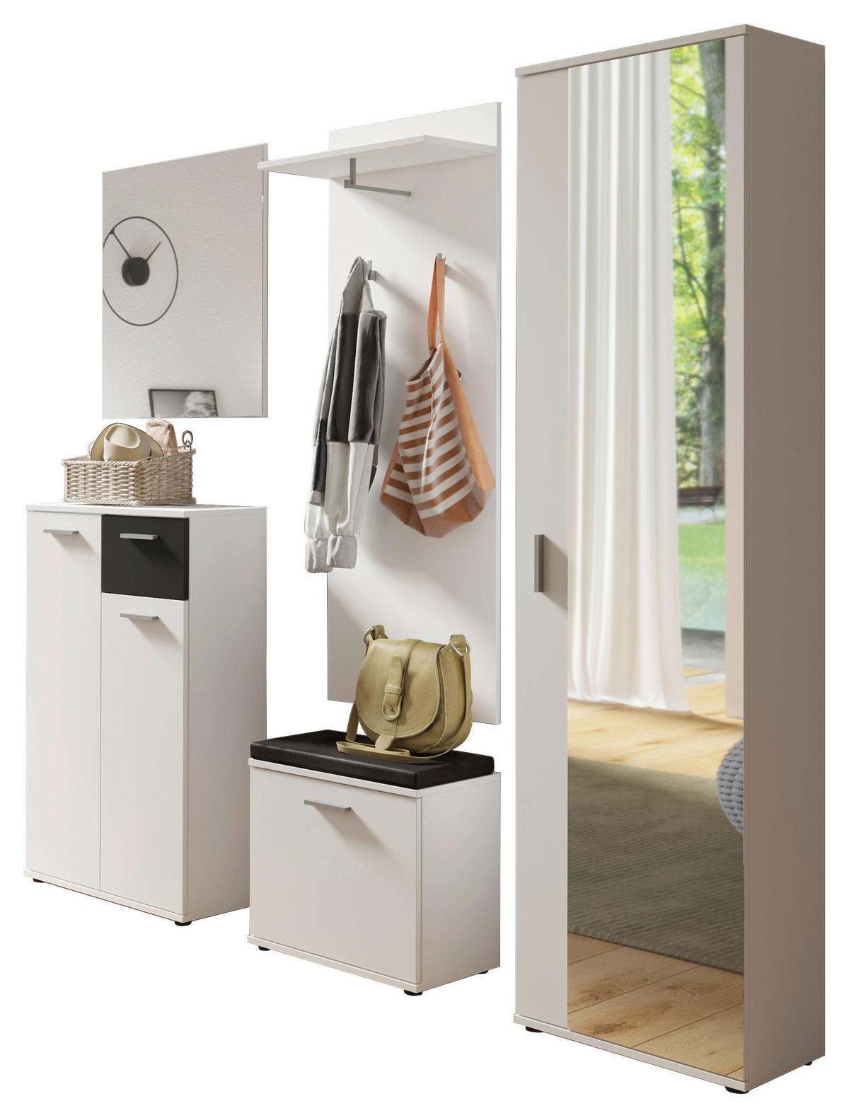 WANDSPIEGEL 60/70/2 cm    in quadratisch  - Weiß, LIFESTYLE, Glas/Holz (60/70/2cm) - MID.YOU