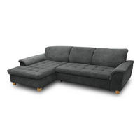ECKSOFA Dunkelgrau Mikrofaser  - Eichefarben/Dunkelgrau, KONVENTIONELL, Holz/Textil (170/281cm) - MID.YOU