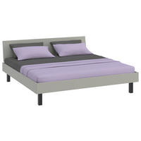 BETT 200/200 cm,  in Hellgrau  - Hellgrau/Schwarz, Design, Metall (200/200cm) - Xora