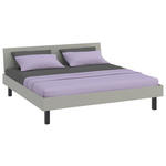 BETT 200/200 cm,  in Hellgrau  - Hellgrau/Schwarz, Design, Metall (200/200cm) - Xora