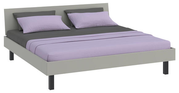BETT 200/200 cm,  in Hellgrau  - Hellgrau/Schwarz, Design, Metall (200/200cm) - Xora