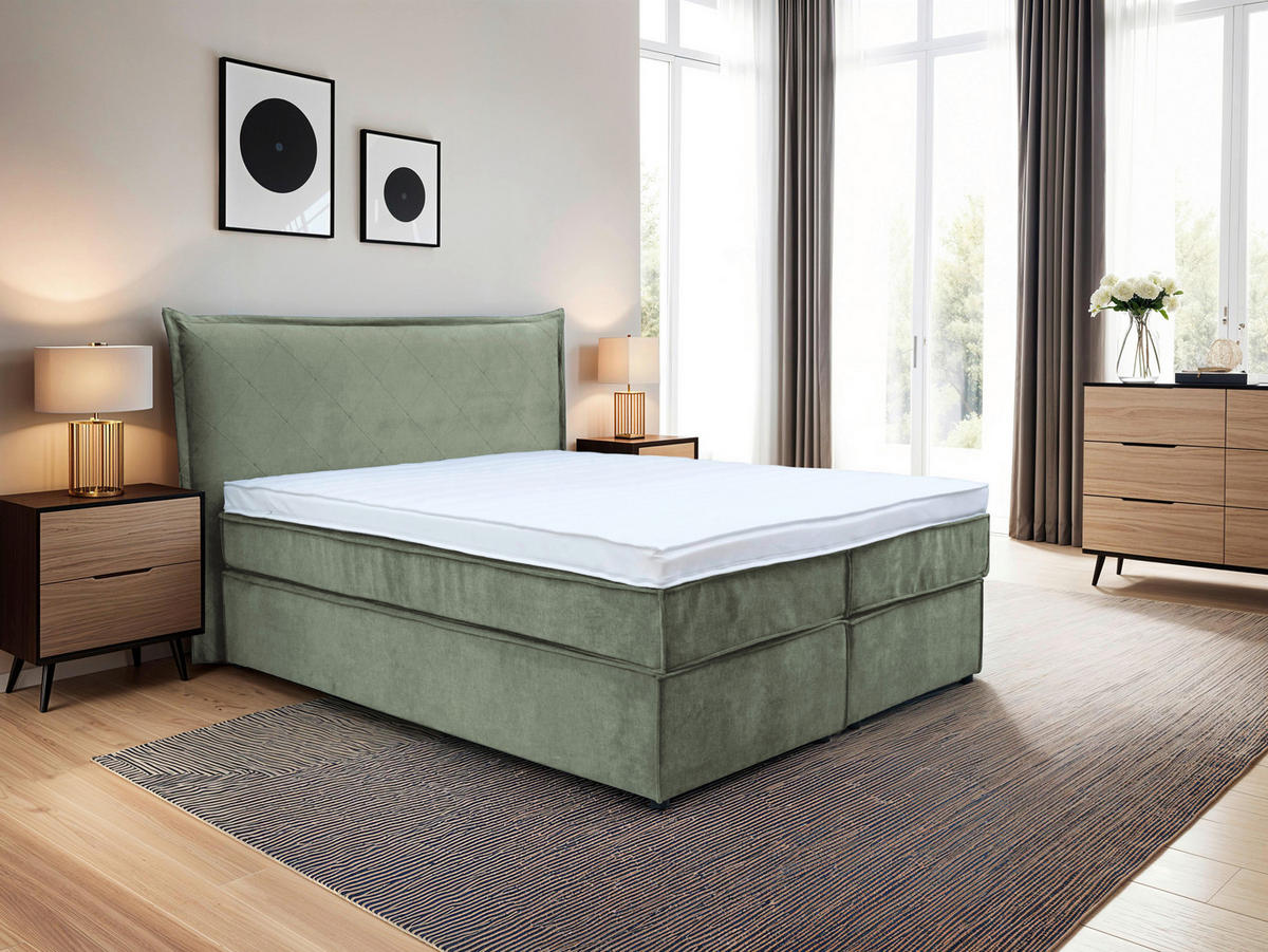 BOXSPRINGBETT 180/200 cm  in Grün  - Schwarz/Grün, Konventionell, Kunststoff/Textil (180/200cm) - Boxxx