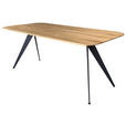 ESSTISCH Eiche massiv rechteckig Schwarz, Eichefarben  - Eichefarben/Schwarz, LIFESTYLE, Holz/Metall (160/90/75cm) - Linea Natura