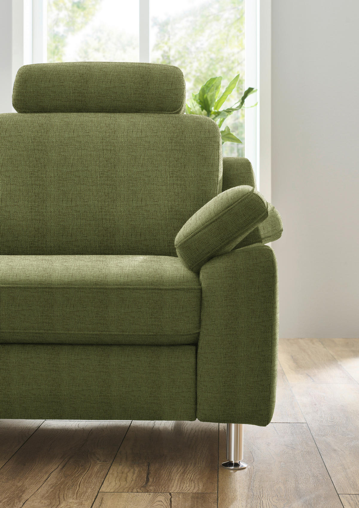 ECKSOFA in Webstoff Grün  - Alufarben/Grün, Konventionell, Textil/Metall (200/241cm) - Beldomo System