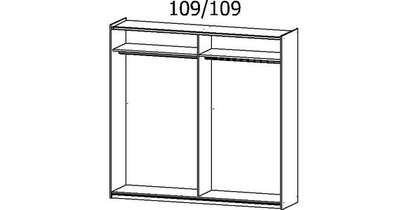 SCHWEBETÜRENSCHRANK 218/210/59 cm 2-türig Weiß, Dunkelgrau  - Dunkelgrau/Alufarben, Design, Holzwerkstoff/Metall (218/210/59cm) - Xora