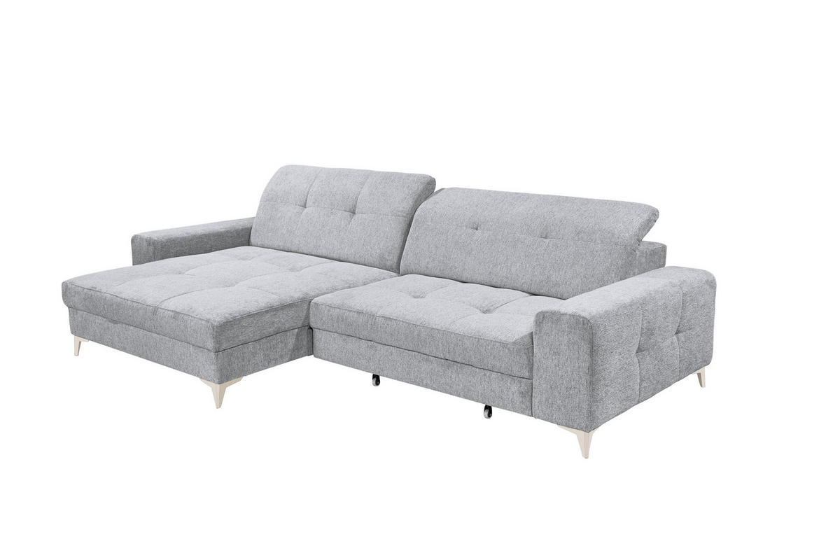 ECKSOFA Mikrovelours Hellgrau  - Kaschmir/Hellgrau, Design, Kunststoff/Textil (182/328cm) - MID.YOU