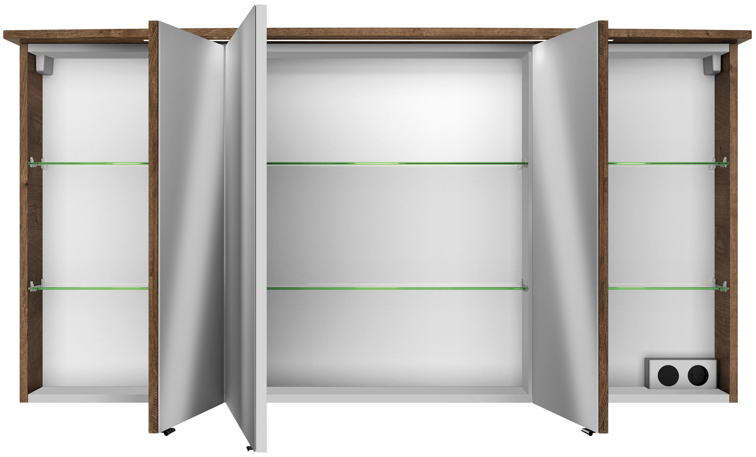 TÜKRÖS SZEKRÉNY 140/70,3/17 cm  - króm/tölgyfa, Basics, faalapú anyag/Üveg (140/70,3/17cm) - Sadena