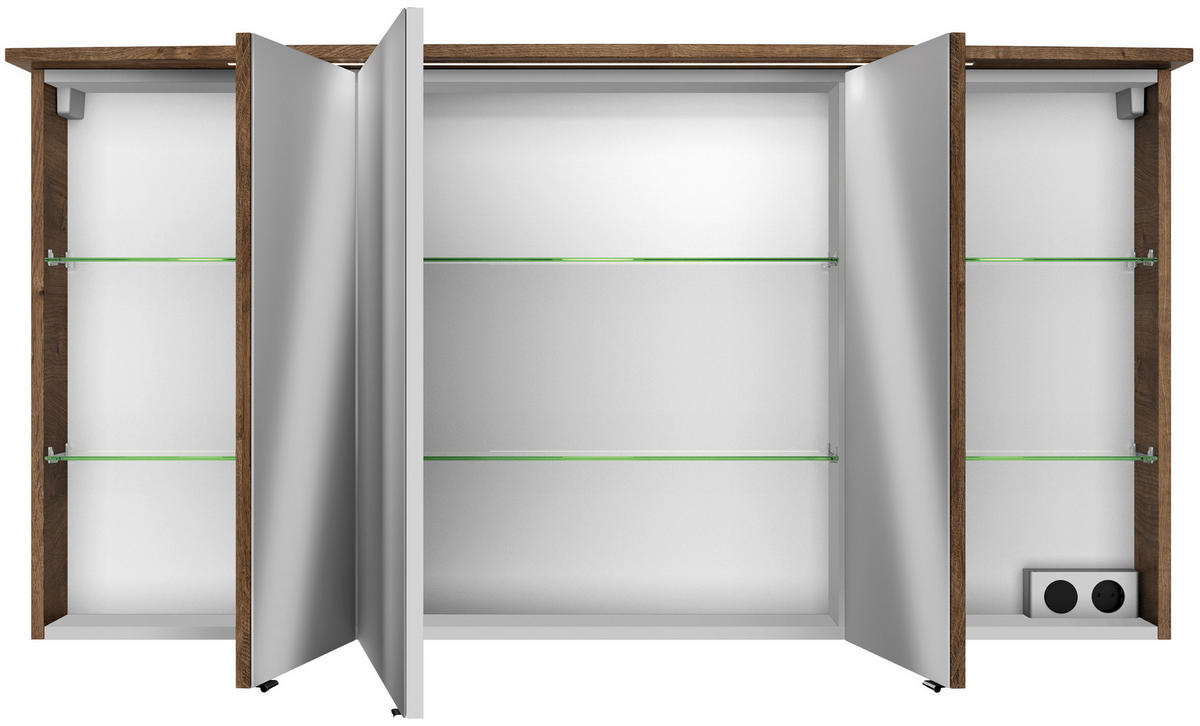 TÜKRÖS SZEKRÉNY 140/70,3/17 cm  - króm/tölgyfa, Basics, faalapú anyag/Üveg (140/70,3/17cm) - Sadena