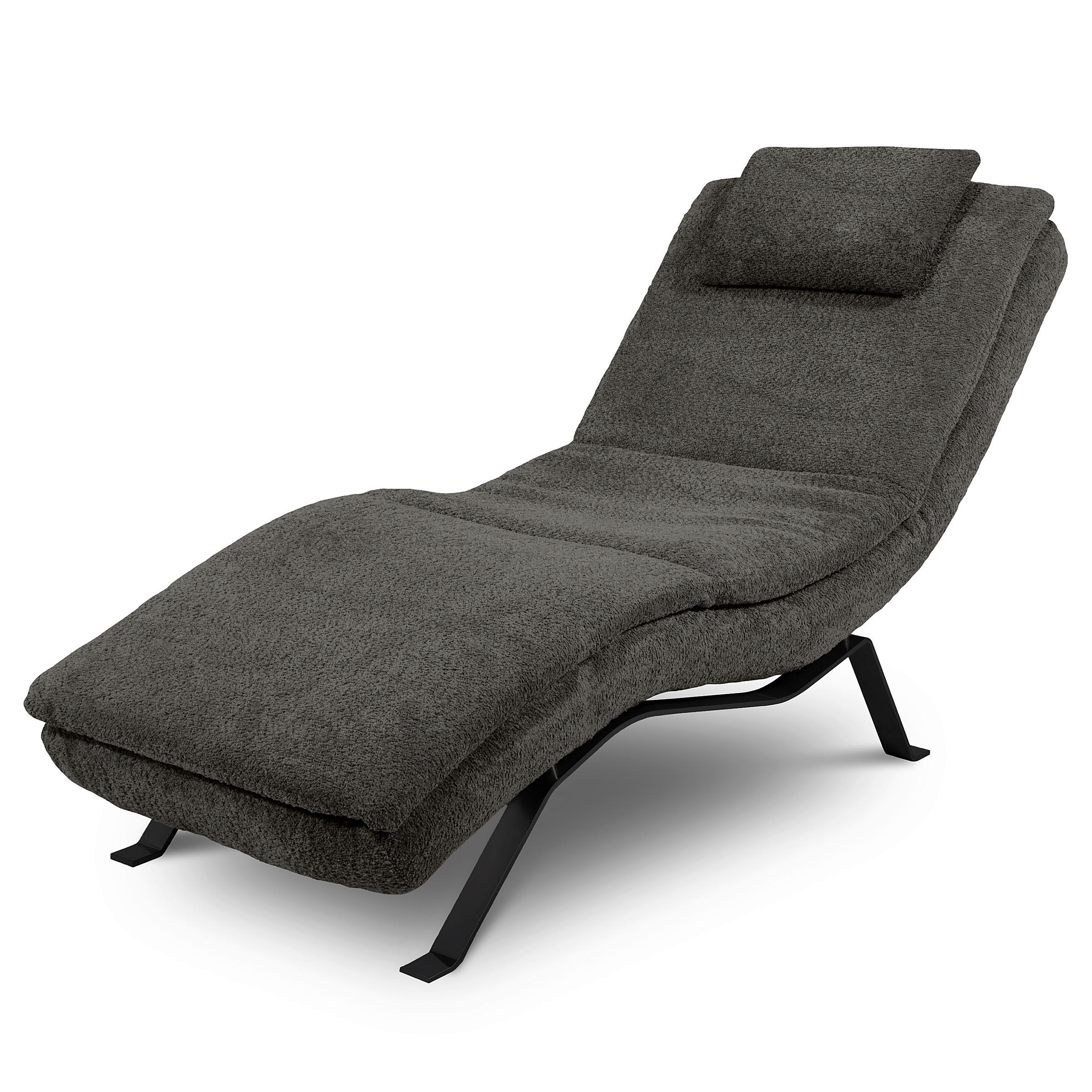 RELAXLIEGE Echtleder Anthrazit  - Anthrazit/Schwarz, Design, Leder/Metall (65/95/171cm) - Celina Home