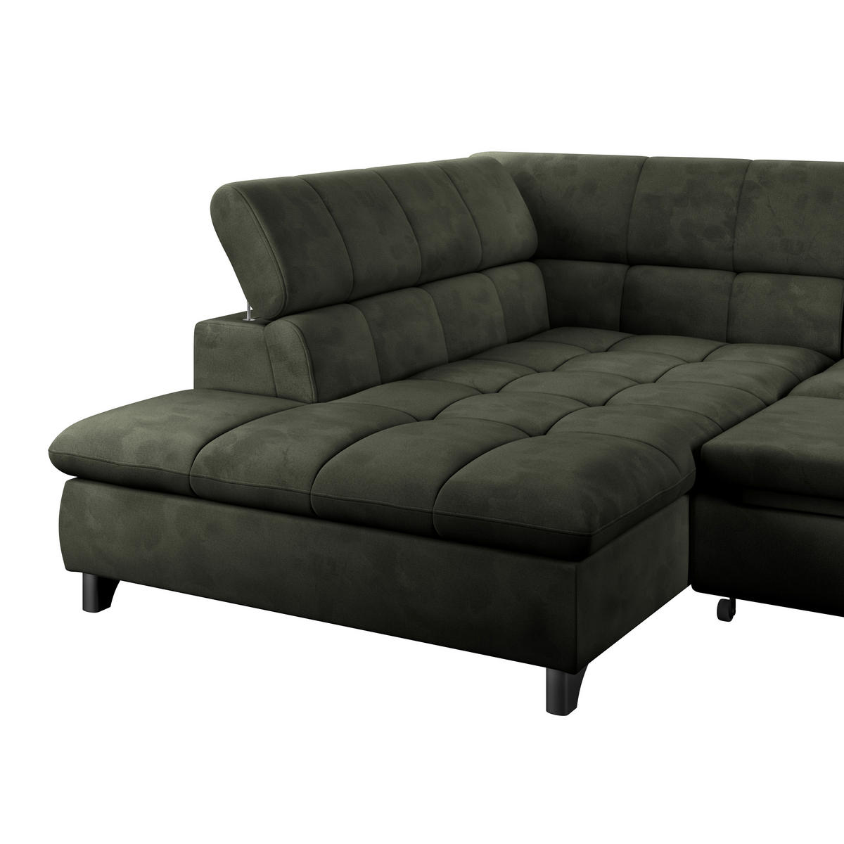 ECKSOFA Dunkelgrün Chenille  - Chromfarben/Dunkelgrün, KONVENTIONELL, Textil/Metall (234/312cm) - Livetastic