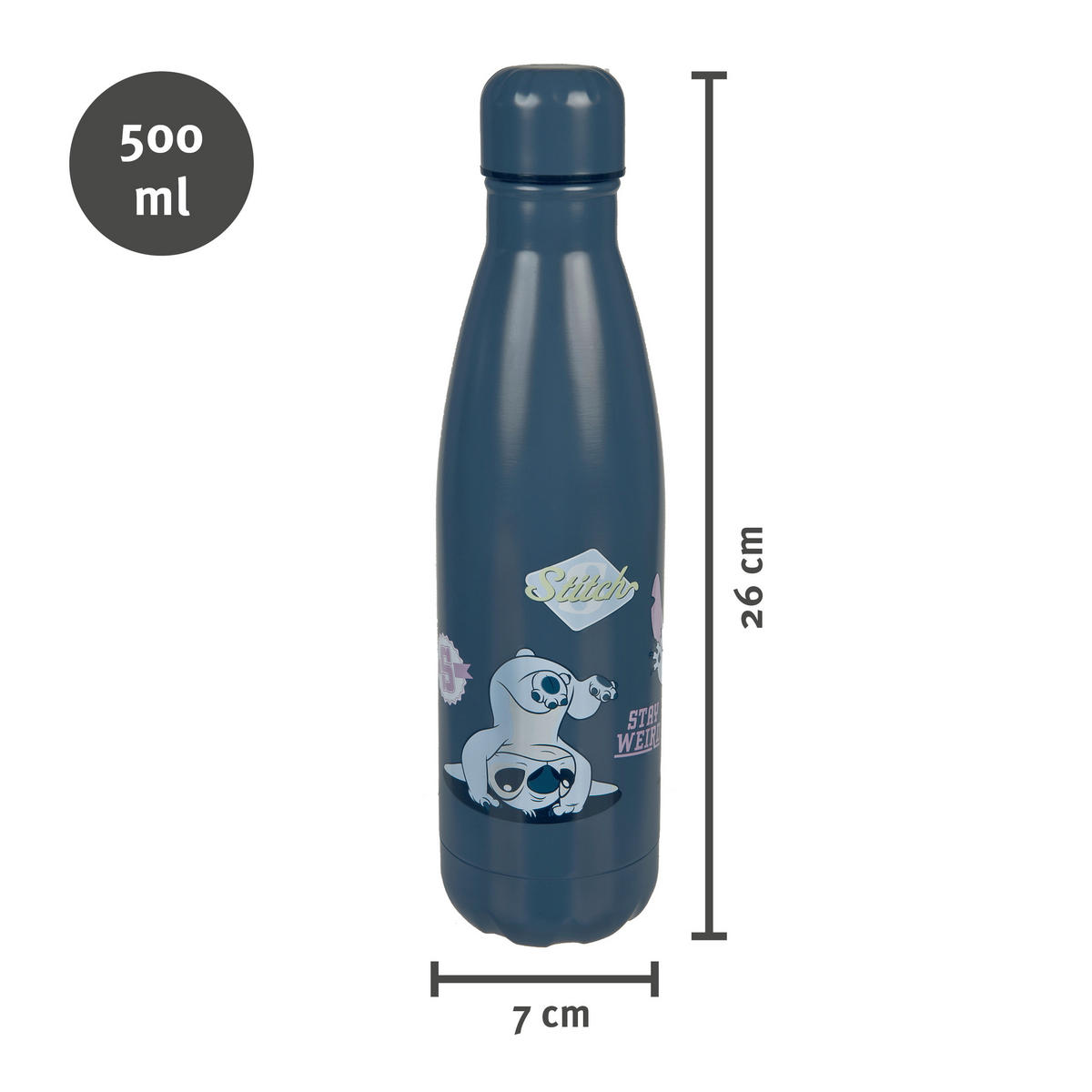 ISOLIERFLASCHE Undercover 0,5 L  - Blau/Pastellblau, Basics, Metall (7/26,5/7cm) - Disney