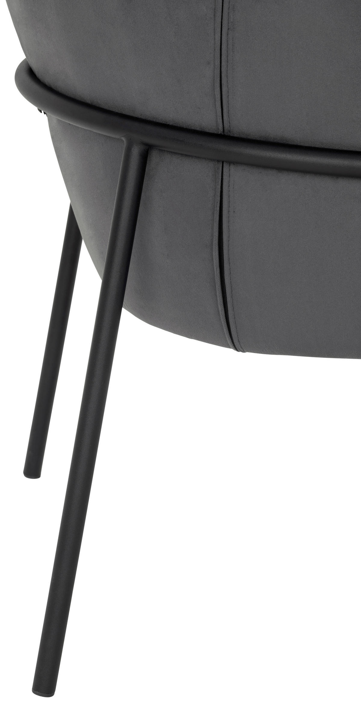 SESSEL in Samt Grau  - Schwarz/Grau, Design, Textil/Metall (71/84/69cm) - Livetastic