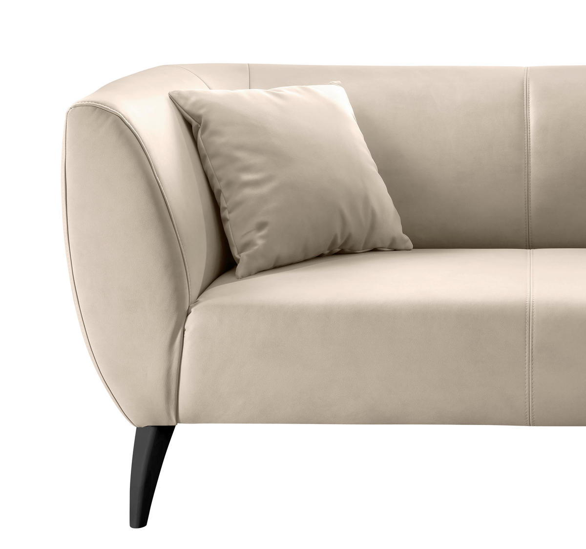 2-SITZER-SOFA in Lederlook Beige  - Beige/Schwarz, Modern, Holz/Textil (172/83/88cm) - Livetastic