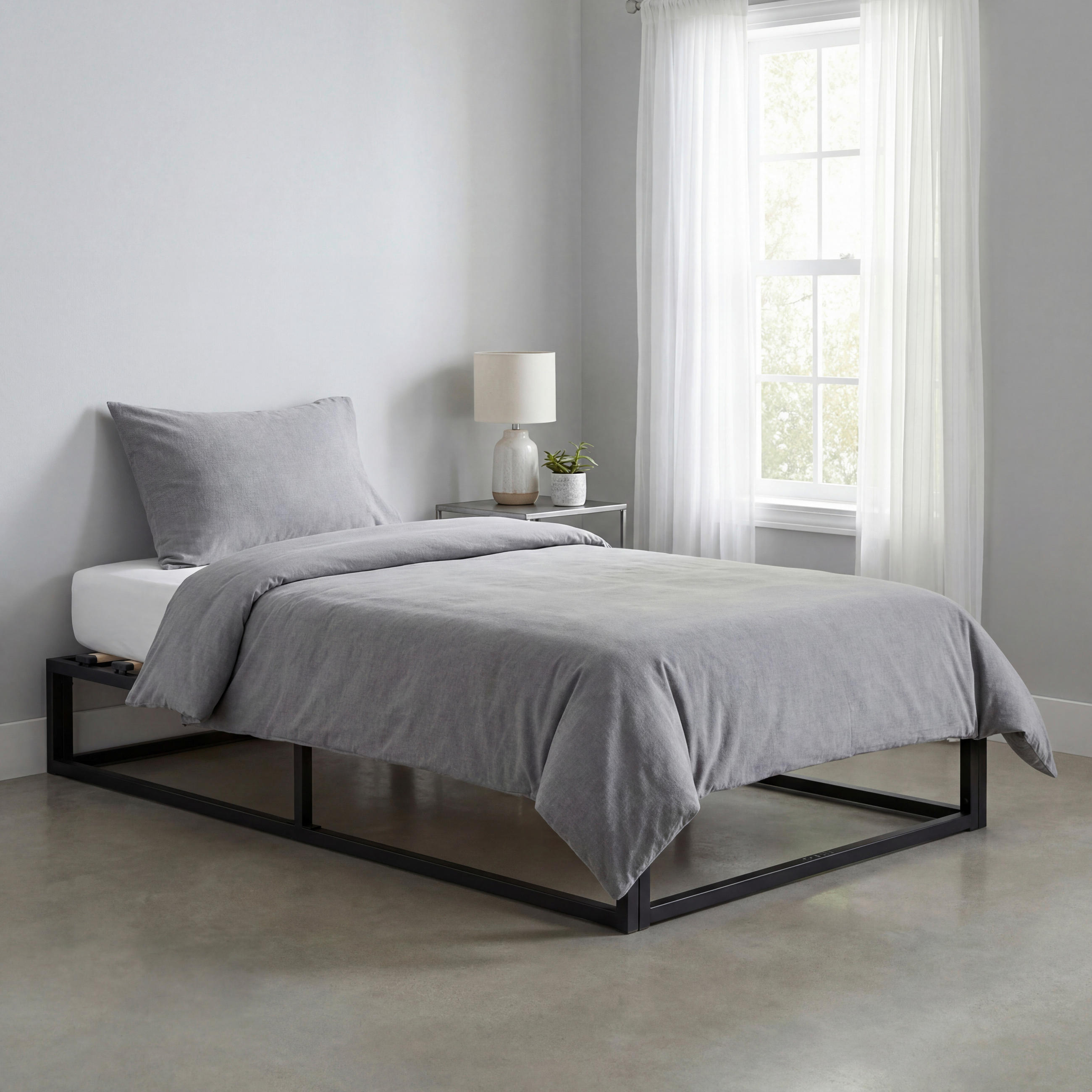 METALLBETT 90/200 cm  in Naturfarben, Schwarz  - Schwarz/Naturfarben, Basics, Holz/Metall (90/200cm) - Boxxx