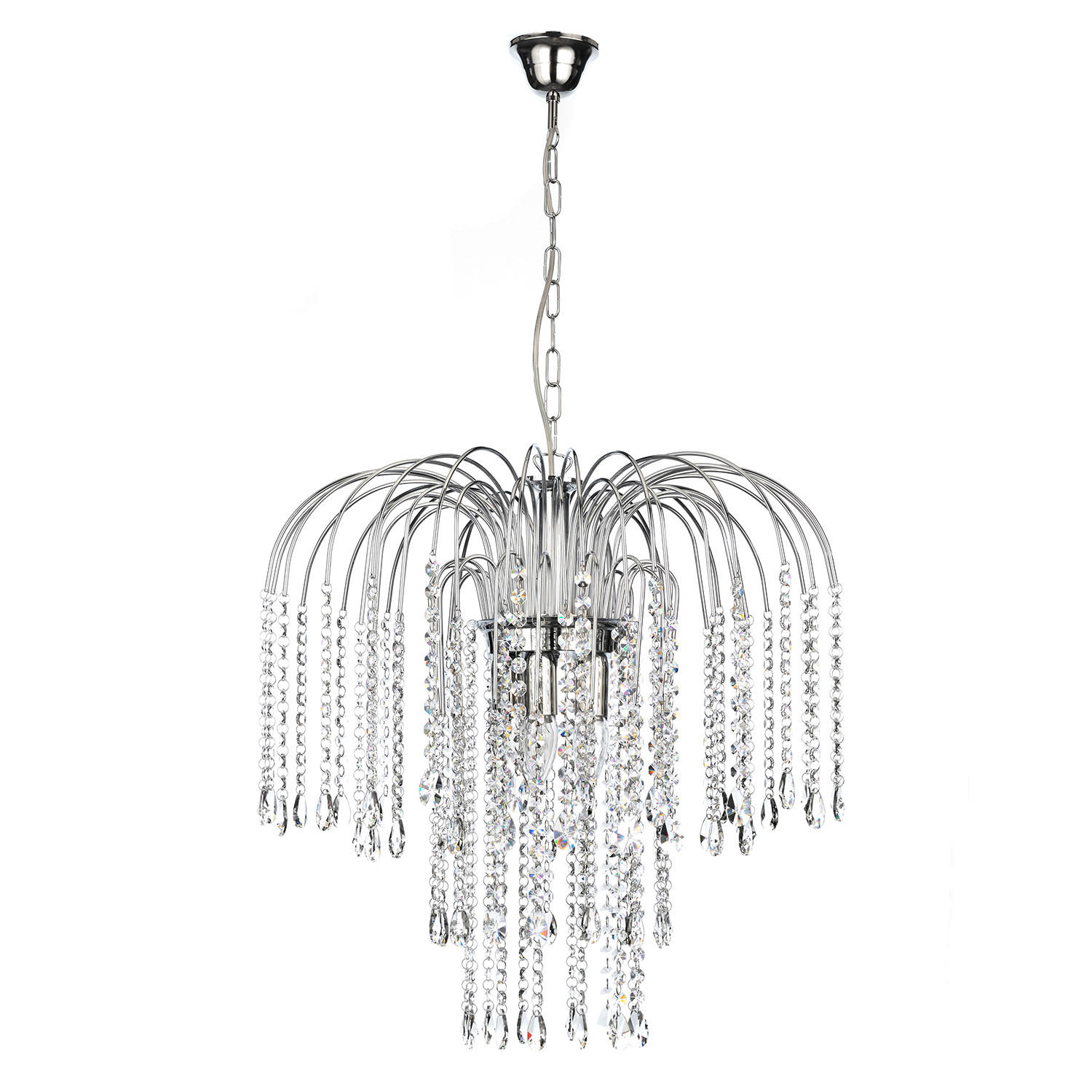KRISTALL-HÄNGELEUCHTE 50/110 cm   - Chromfarben, KONVENTIONELL, Glas/Metall (50/110cm)