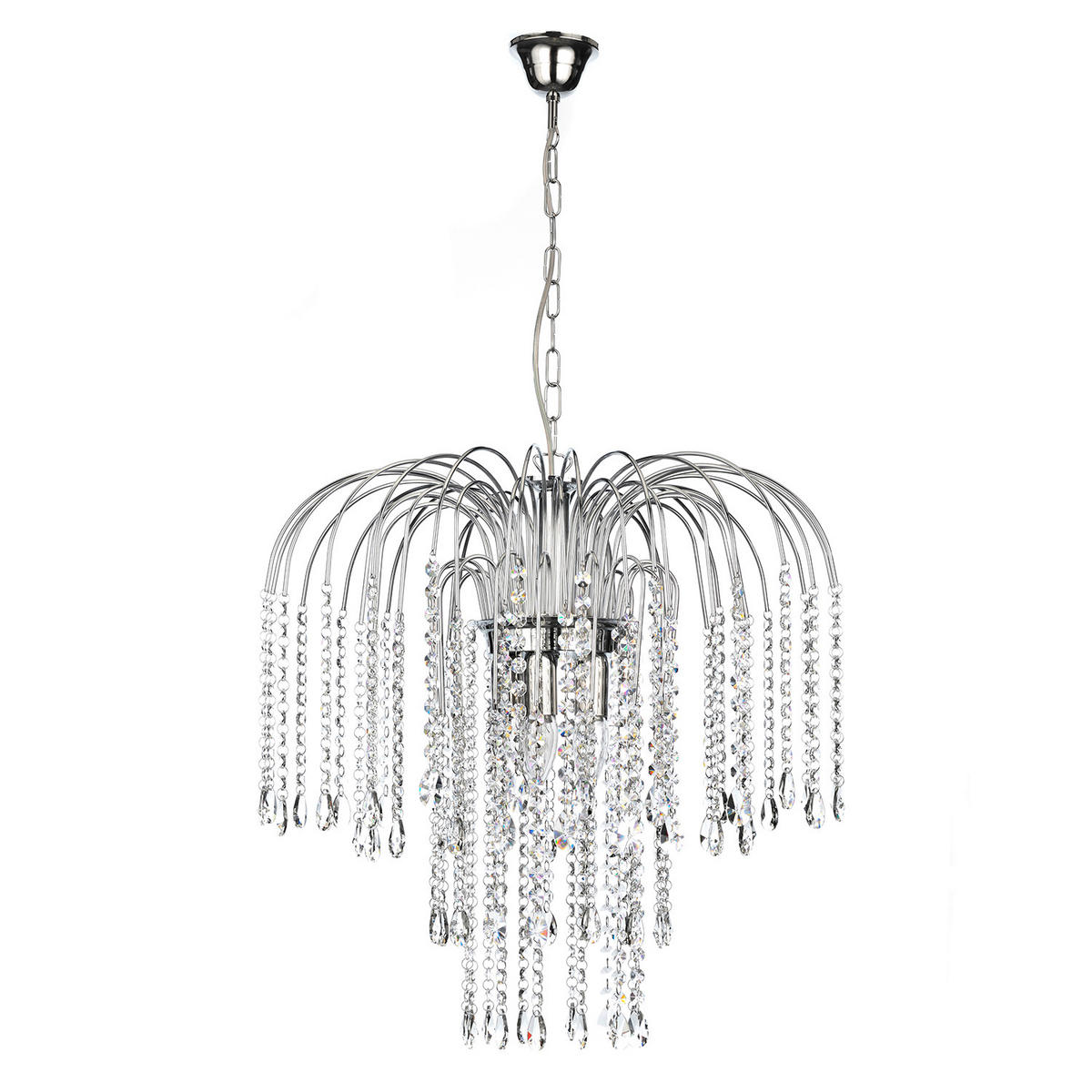 KRISTALL-HÄNGELEUCHTE 50/110 cm   - Chromfarben, KONVENTIONELL, Glas/Metall (50/110cm)