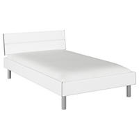 BETT 120/200 cm  in Weiss   - Weiss/Alufarben, Design, Holzwerkstoff/Metall (120/200cm) - Carryhome