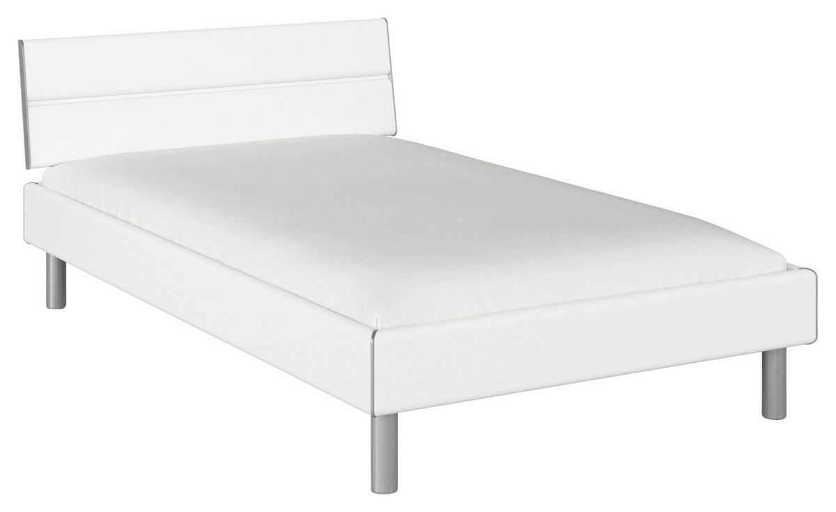 BETT 120/200 cm  in Weiss   - Weiss/Alufarben, Design, Holzwerkstoff/Metall (120/200cm) - Carryhome