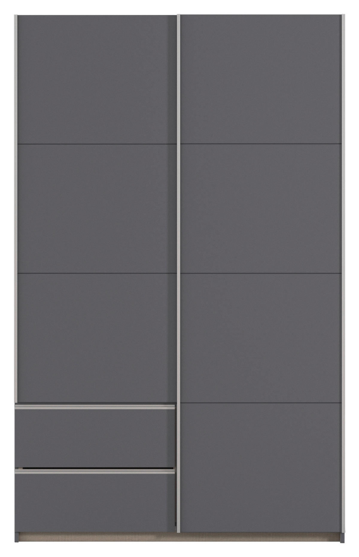 SCHWEBETÜRENSCHRANK 131/210/59 cm 2-türig Grau, Alufarben  - Alufarben/Grau, MODERN, Holzwerkstoff (131/210/59cm) - Rauch Möbel