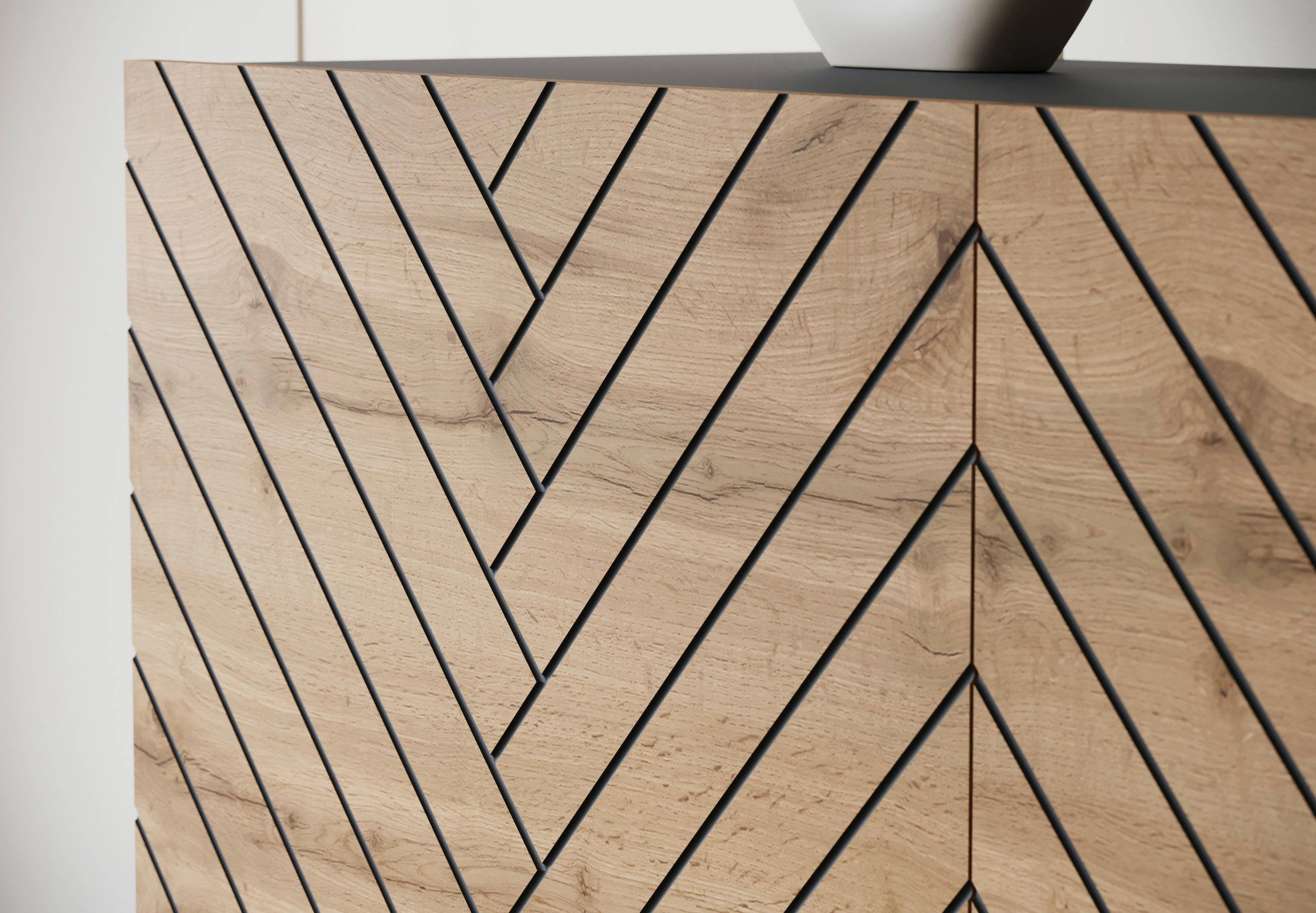 LOWBOARD  in 190/40/32 cm  - Eiche Wotan/Schwarz, Trend, Holzwerkstoff/Kunststoff (190/40/32cm) - Livetastic