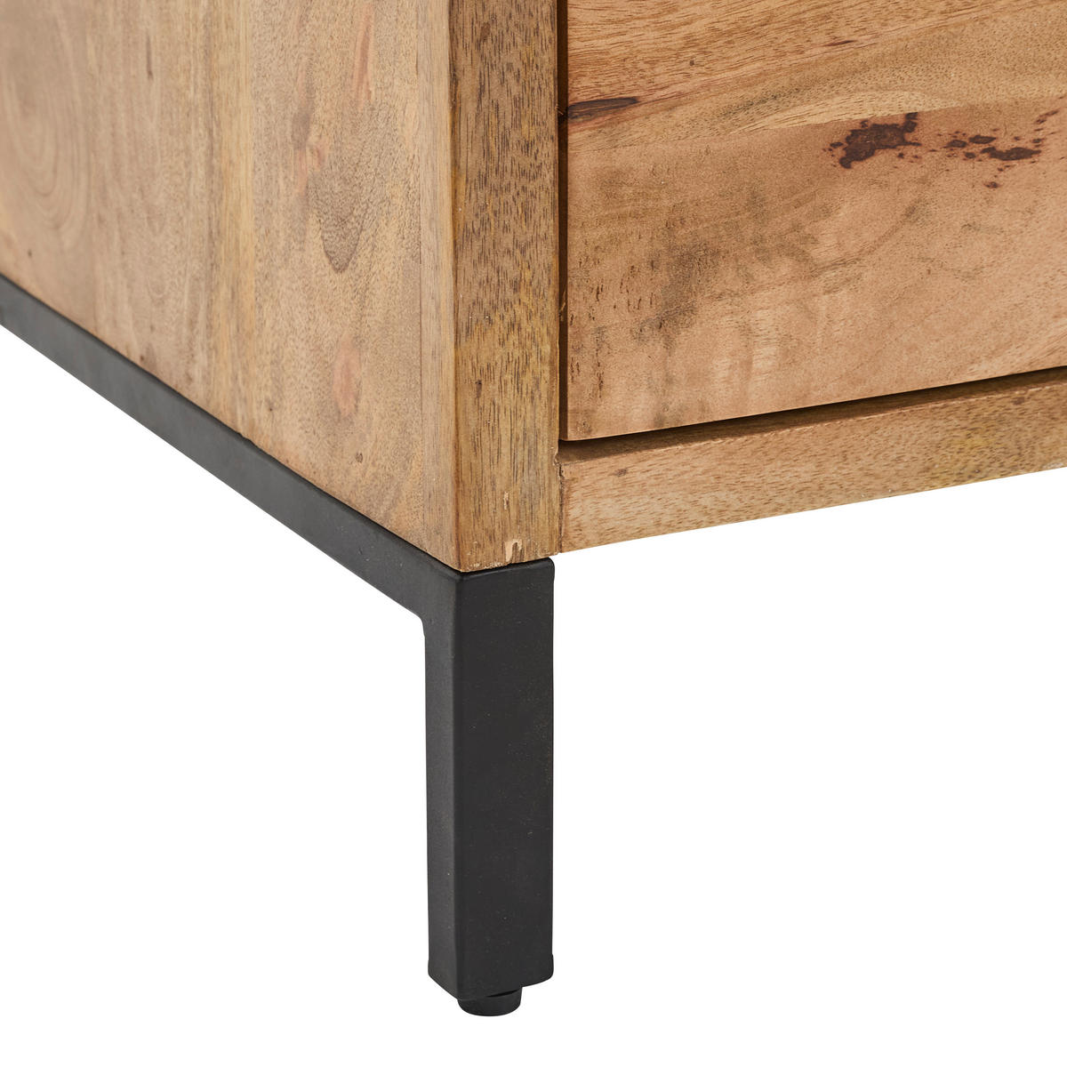 VITRINE in furniert, massiv Mangoholz   - Schwarz/Naturfarben, KONVENTIONELL, Glas/Holz (56/184/42cm) - Livetastic