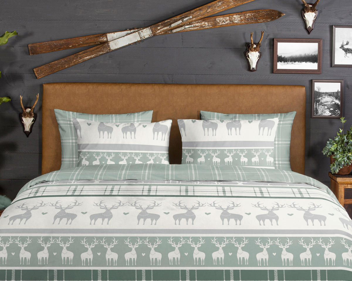 BETTWÄSCHE Good Morning Flanell, Biber 140/200 cm  - Grün, Basics, Textil (140/200cm)