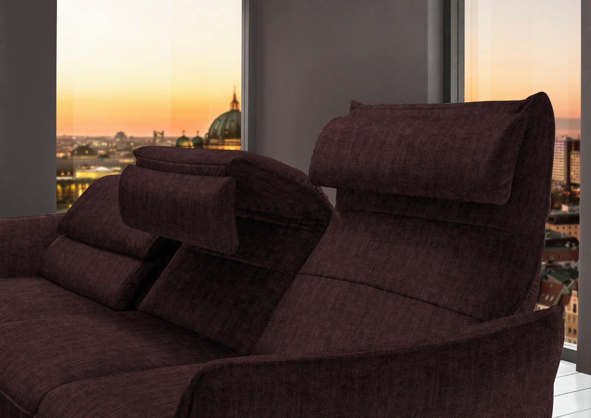 ECKSOFA in Velours Dunkelbraun  - Dunkelbraun/Schwarz, Design, Textil/Metall (153/283cm) - Valdera