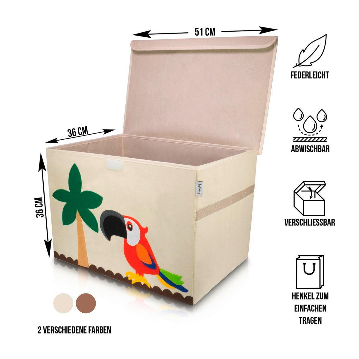 AUFBEWAHRUNGSBOX  - Beige/Rot, Basics, Kunststoff/Textil (36/36/51cm) - Lifeney