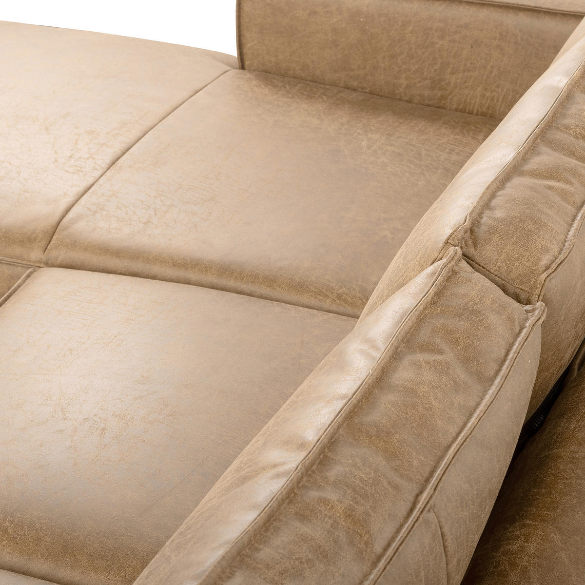ECKSOFA Sandfarben Echtleder Lederlook Rücken echt  - Sandfarben, Design, Leder/Textil (166/238cm) - Livetastic