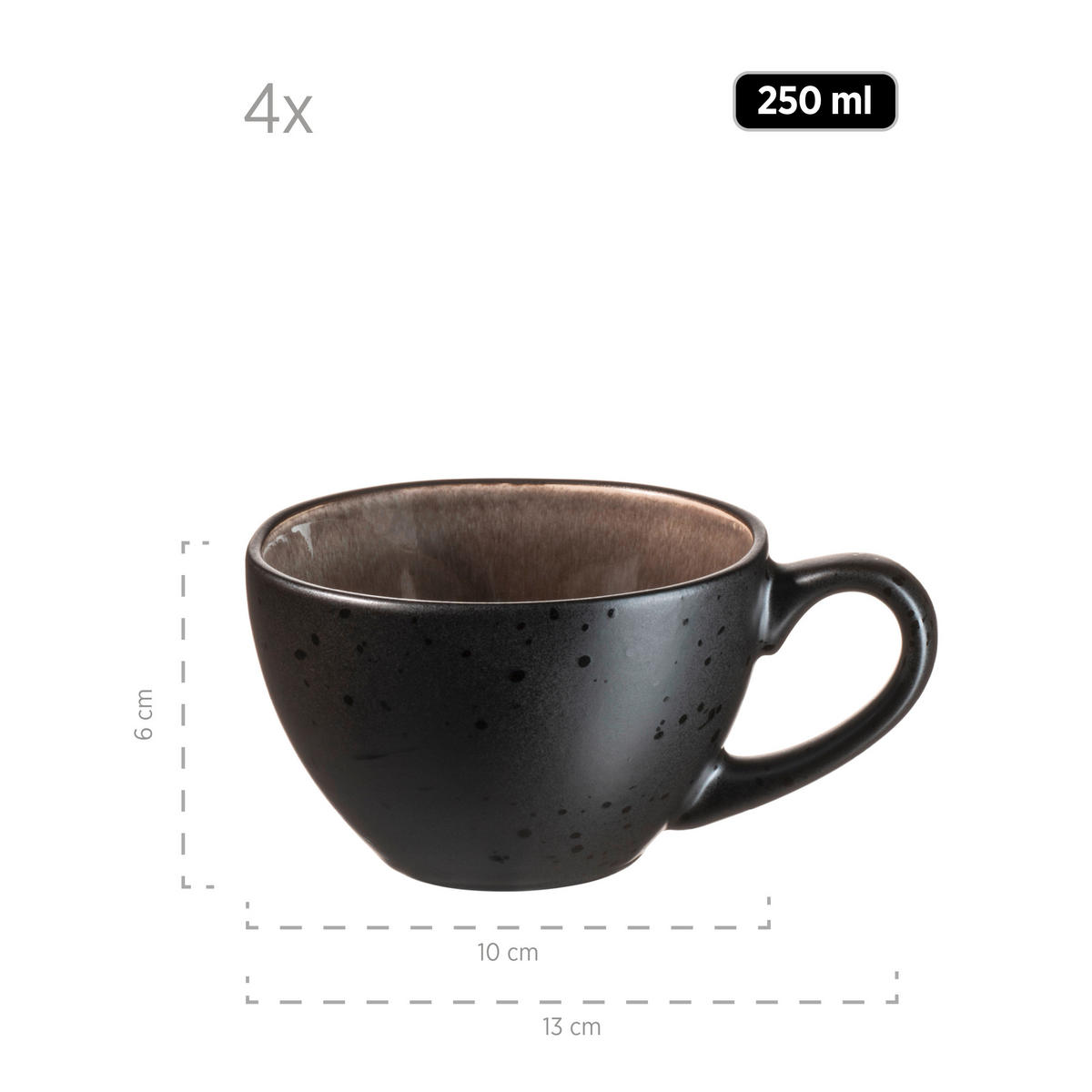 TASSENSET Niara Organic 8-teilig  - Schwarz/Braun, Basics, Keramik - Mäser