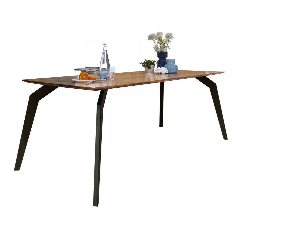 ESSTISCH in Holz, Metall 180/90/75 cm  - Schwarz/Braun, Natur, Holz/Metall (180/90/75cm) - Livetastic