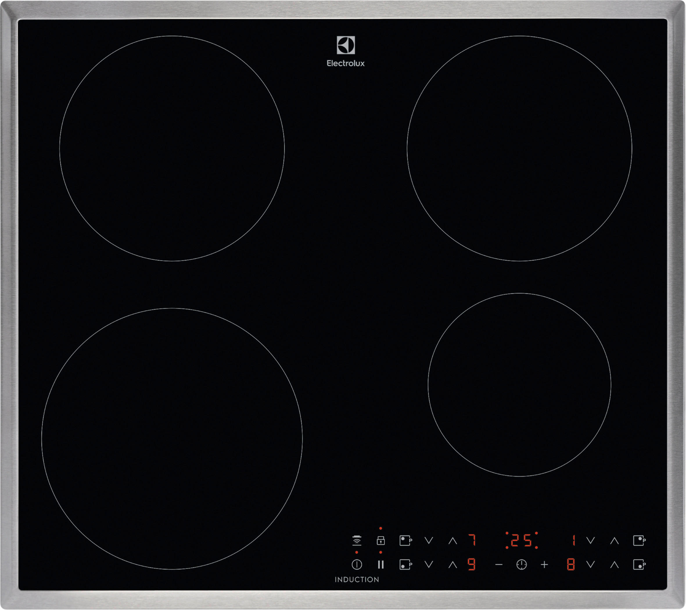 INDUKTIONSKOCHFELD LIT60433M  - Edelstahlfarben/Schwarz, Basics, Glas/Metall (57,6/4,6/50,6cm) - Electrolux