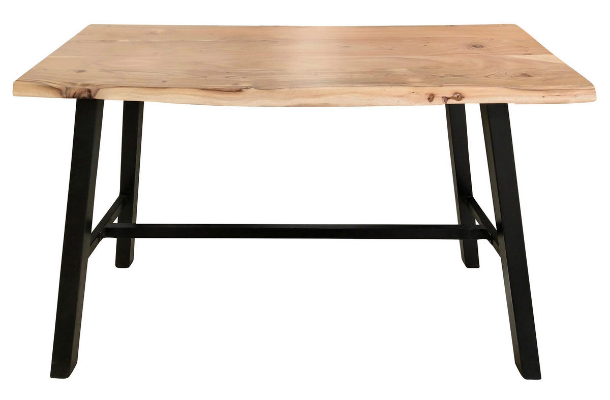 STEHTISCH Akazie massiv Naturfarben, Schwarz  - Schwarz/Naturfarben, MODERN, Holz/Metall (124/51/112cm) - MID.YOU