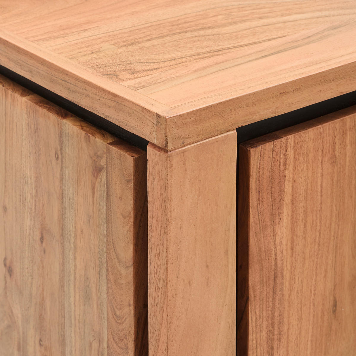 HIGHBOARD  in 150/150/40 cm  - Schwarz/Akaziefarben, Natur, Glas/Holz (150/150/40cm) - Livetastic