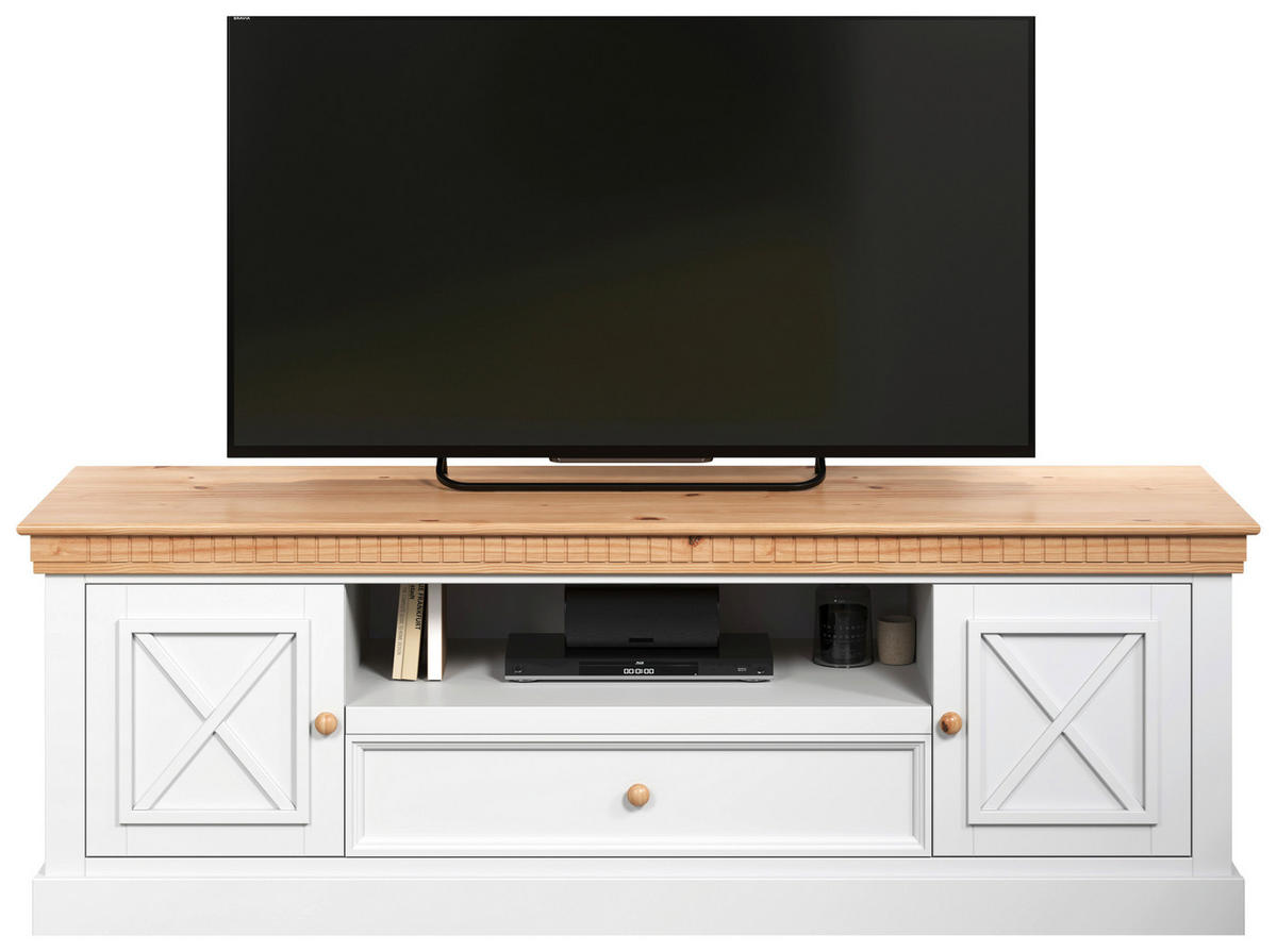 TV-SZEKRÉNY 191/64/55 cm  - natúr színű/fehér, Romantik / Landhaus, fa (191/64/55cm) - MID.YOU
