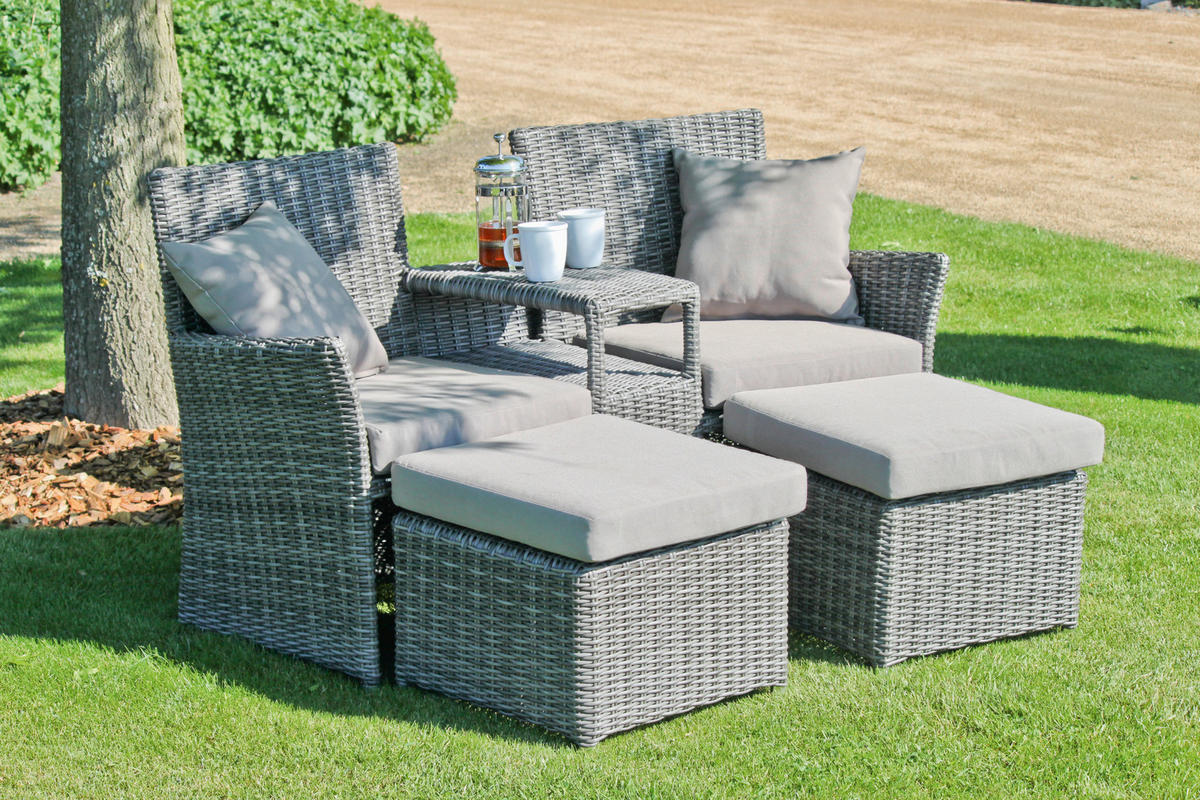 GARTENSESSEL Kunststoff, Textil Hellgrau  - Hellgrau, MODERN, Kunststoff/Textil (70/90/155cm) - Gardenson