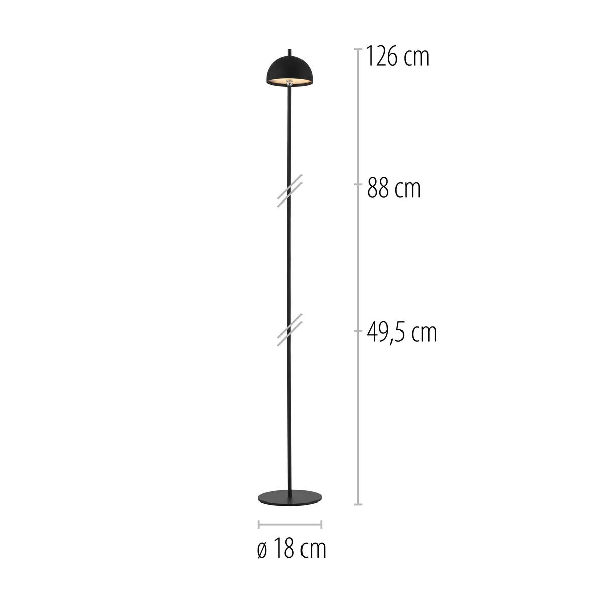 AKKU-STEHLEUCHTE 18/18/126 cm    - Schwarz, Design, Kunststoff/Metall (18/18/126cm) - Schöner Wohnen