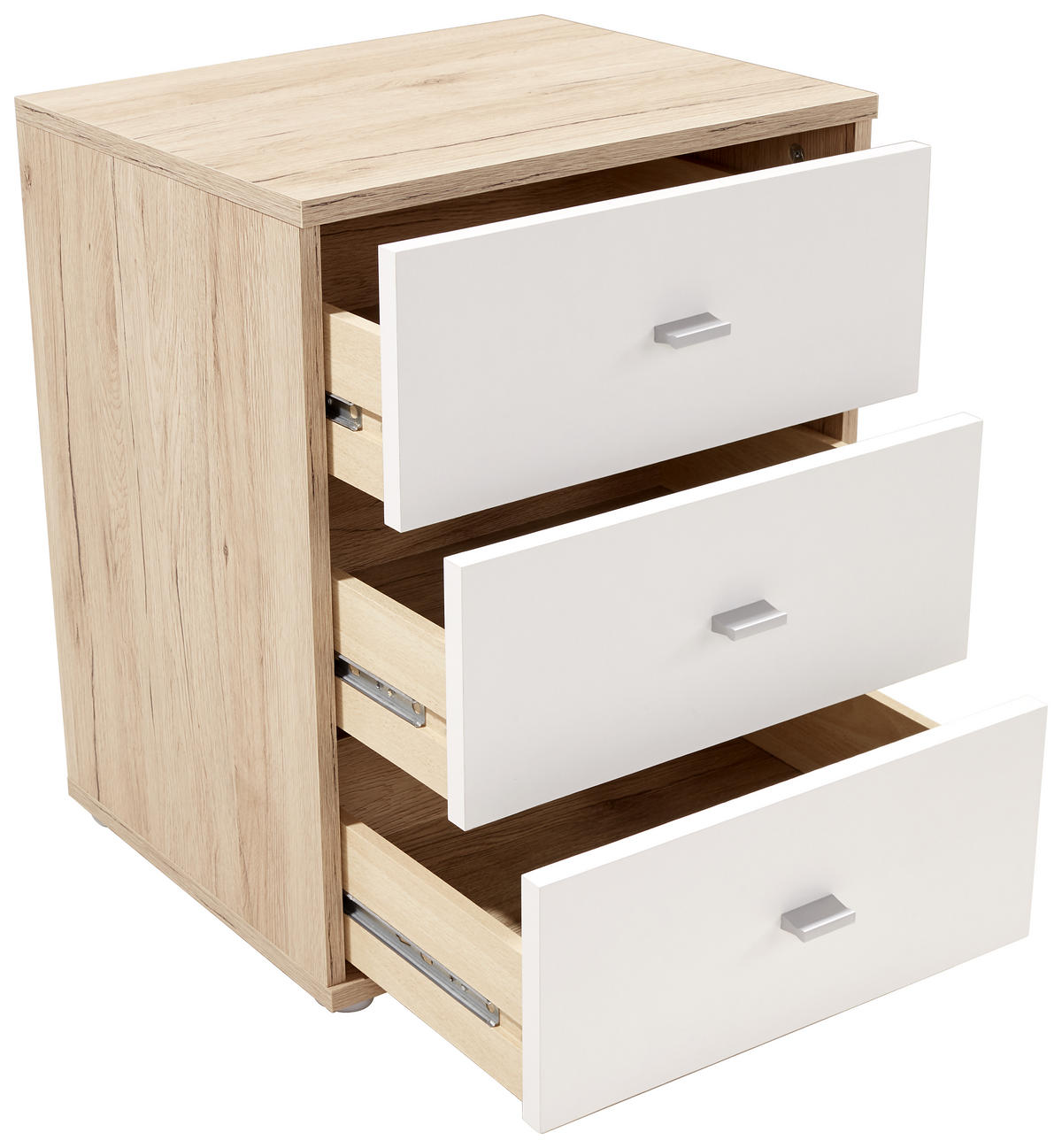 NACHTSCHRANK 50/54,8/34,6 cm  - Chromfarben/Eichefarben, KONVENTIONELL, Holzwerkstoff/Kunststoff (50/54,8/34,6cm)