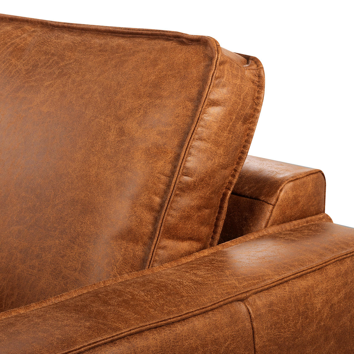 ECKSOFA Cognac Echtleder Lederlook Rücken echt  - Cognac, Design, Leder/Textil (166/238cm) - Livetastic