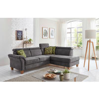 ECKSOFA 245/194 cm  in Mikrofaser Anthrazit Bettkasten, Kopfteilverstellung, Liegefläche im Originalstoff  245/194 cm  - Eichefarben/Anthrazit, KONVENTIONELL, Holz/Textil (245/194cm) - Sit & More