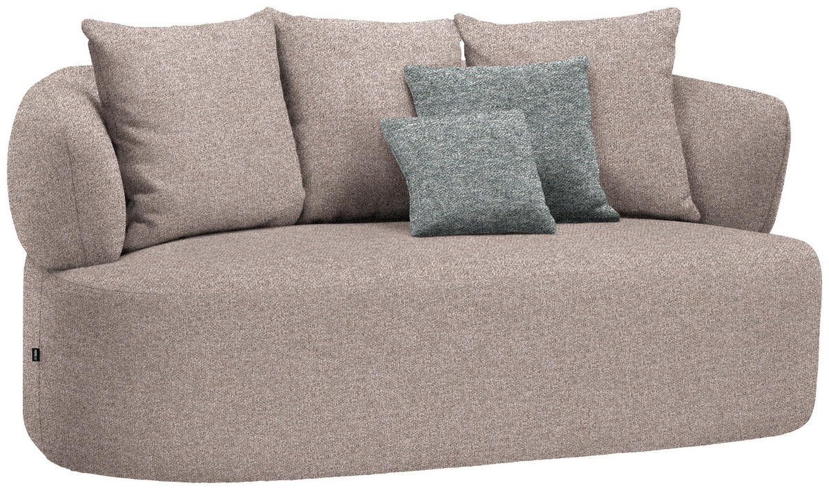 2-SITZER-SOFA in Flachgewebe Hellbraun  - Hellbraun/Schwarz, MODERN, Kunststoff/Textil (177/86/105cm) - Hom`in