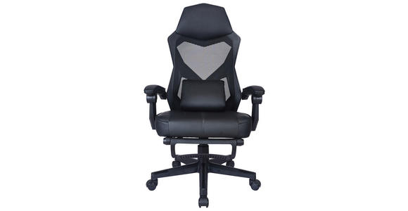GAMINGSTUHL  in Lederlook, Netzbespannung Schwarz  - Schwarz, MODERN, Kunststoff/Textil (59/107-117/58cm) - Carryhome