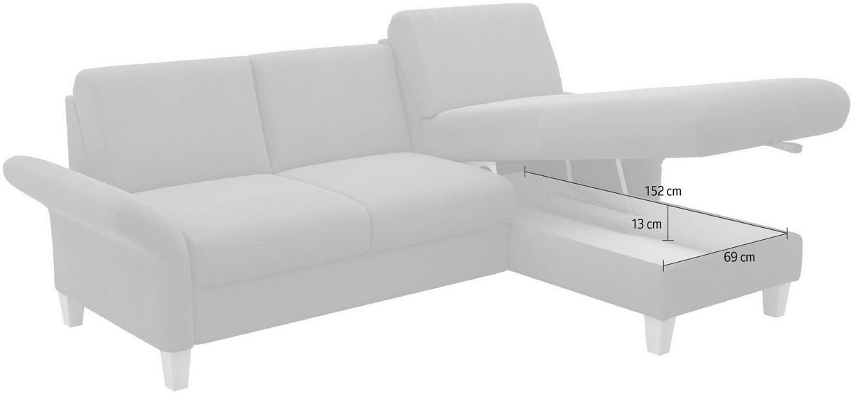 ECKSOFA ROCHELLE E Graphitfarben Flachgewebe  - Eichefarben/Graphitfarben, KONVENTIONELL, Holz/Textil (251/164cm) - Sit & More