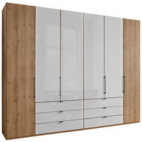 DREHTÜRENSCHRANK in Weiss, Eiche Bianco  - Schieferfarben/Weiss, Konventionell, Glas/Holzwerkstoff (300/216/58cm) - Dieter Knoll