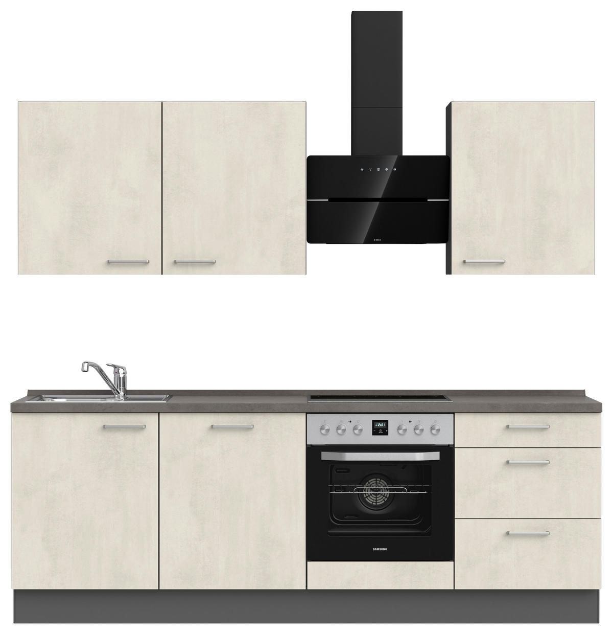 KÜCHENLEERBLOCK 240 cm   in Weiß, Schieferfarben  - Schieferfarben/Edelstahlfarben, MODERN, Holzwerkstoff/Metall (240cm) - Nobilia