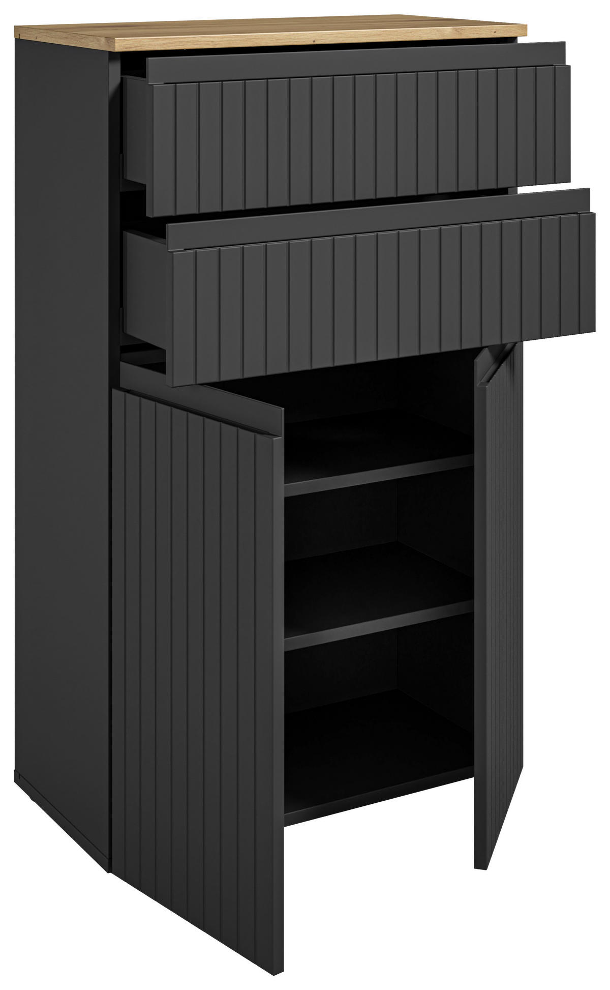 MIDISCHRANK 60/100/31 cm  - Eichefarben/Schwarz, MODERN, Holzwerkstoff/Kunststoff (60/100/31cm) - MID.YOU